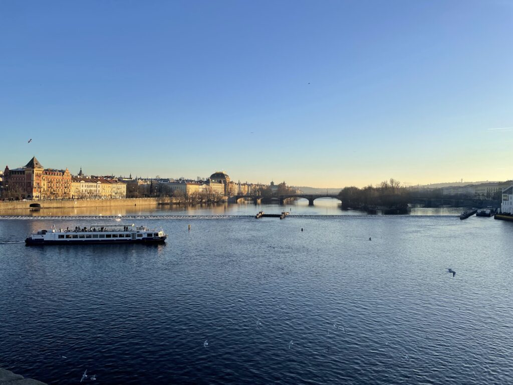 Prague river cruise winter view