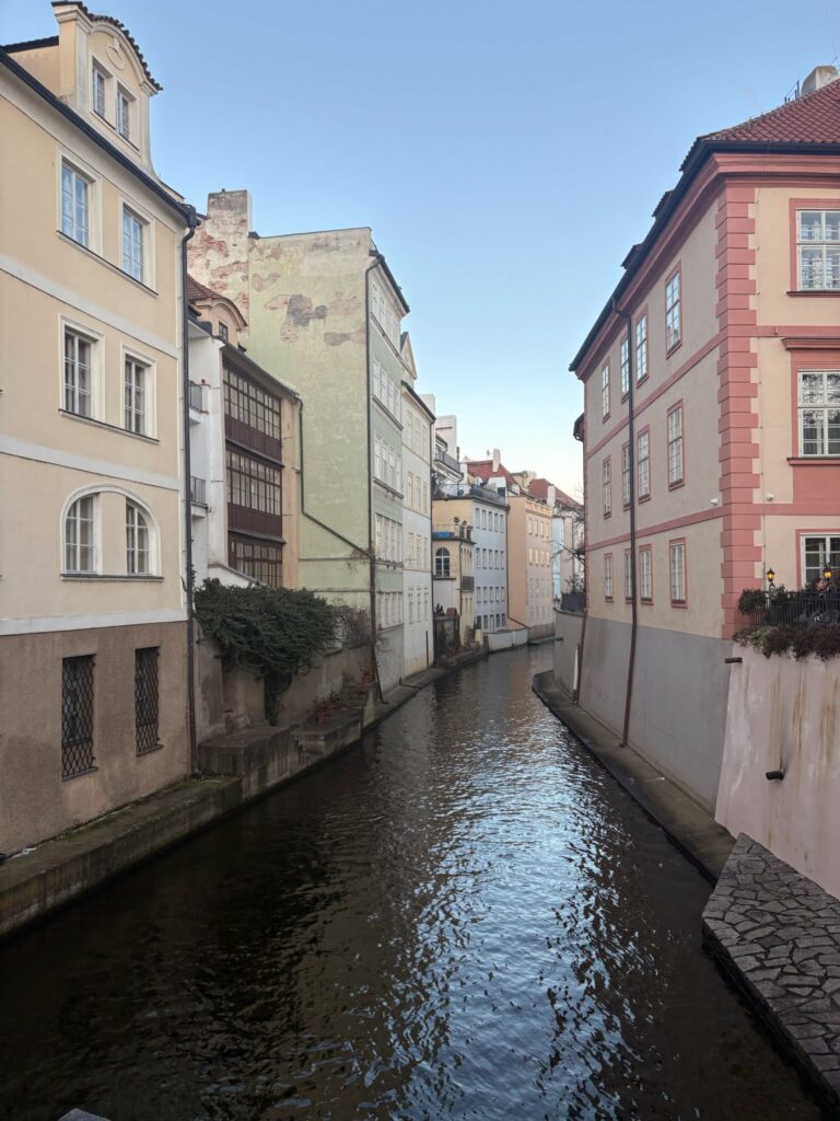 Prague river cruise winter view