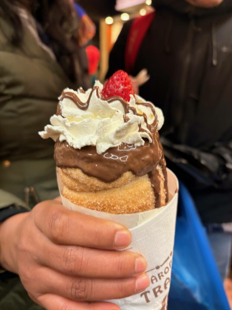 Prague Christmas market trdelník and mulled wine