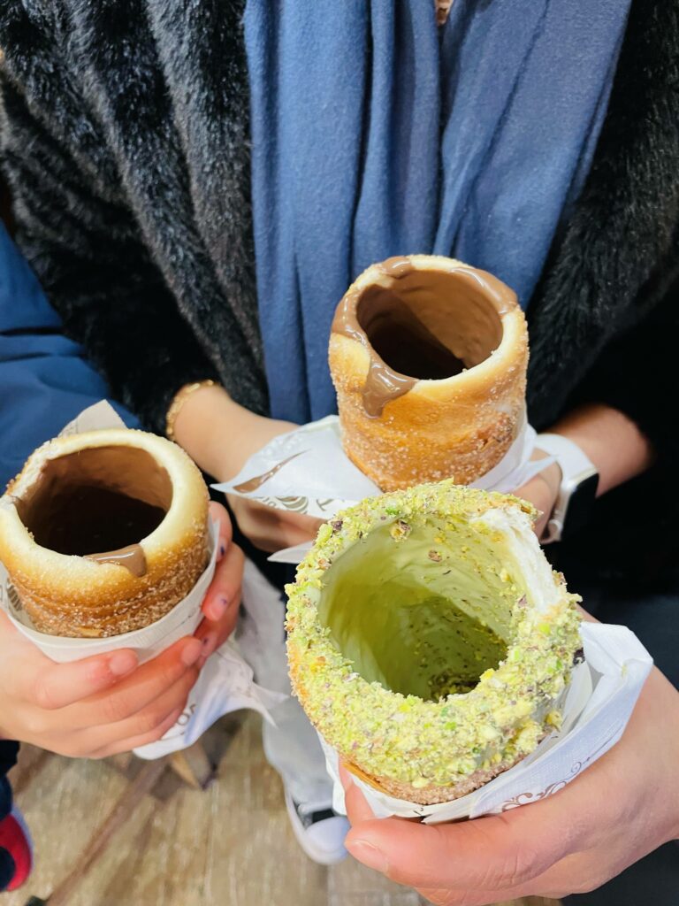 Prague Christmas market trdelník and mulled wine